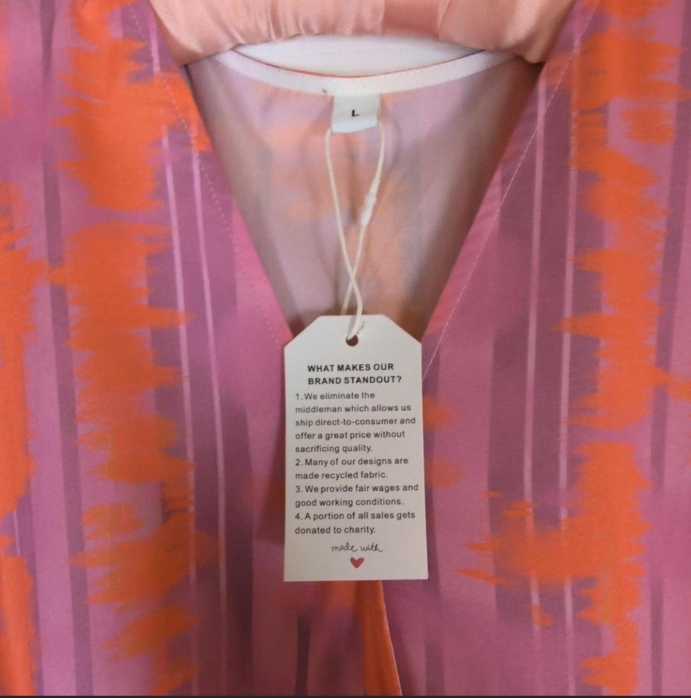 Unbranded‎ Pink Orange Maxi Caftan Muumuu Hostess Dress NWT Size L - Picture 2 of 7